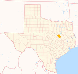 Map of the County Limestone (Texas, US) showing the Federal State with the highlighted County