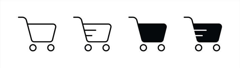 Shopping Cart Icon Set - Outline and Solid Style