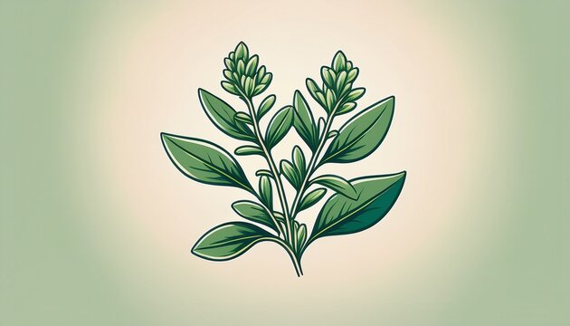 elegant sprig of thy plant logo design minimalist style graphic art nature background clean viewpoint for branding