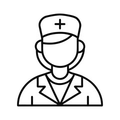 Hospital Nurse Line Icon – Medical Sister Outline Vector Illustration