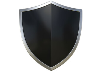Isolated Shiny Black Shield Emblem for Protection