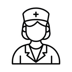 Medical Sister Outline Vector Illustration