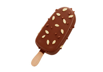 Isolated Chocolate Ice Cream Bar with Almonds