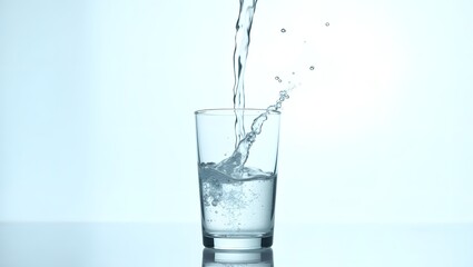 Pouring Fresh Water into Glass: Clean, Crisp, and Refreshing Hydration.