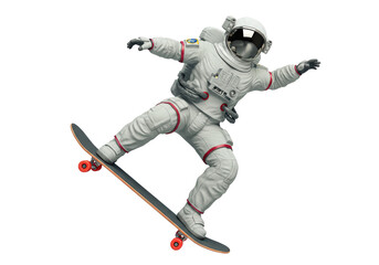Isolated Astronaut Skateboarding