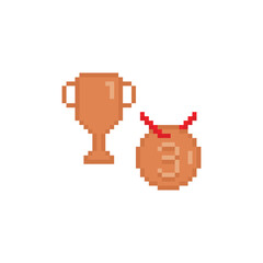 pixel  bronze vector icon  winner 8 bit icon for computer game