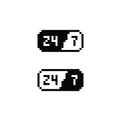 support 24 7 icon 8 bit, pixel art icon  for game  logo. 