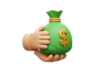 Isolated Hand Holding Money Bag Dollar Sign