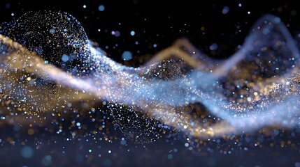 Abstract Particle Wave on Black Background