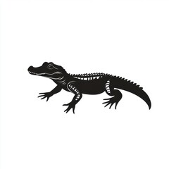 Silhouette of a young alligator