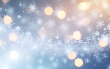 Festive winter background with snowflakes bokeh lights and a soft gradient for seasonal holiday designs