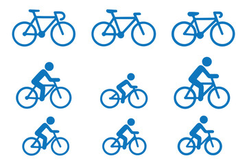 Obraz premium Man on bicycle icon outline collection or set in black and white