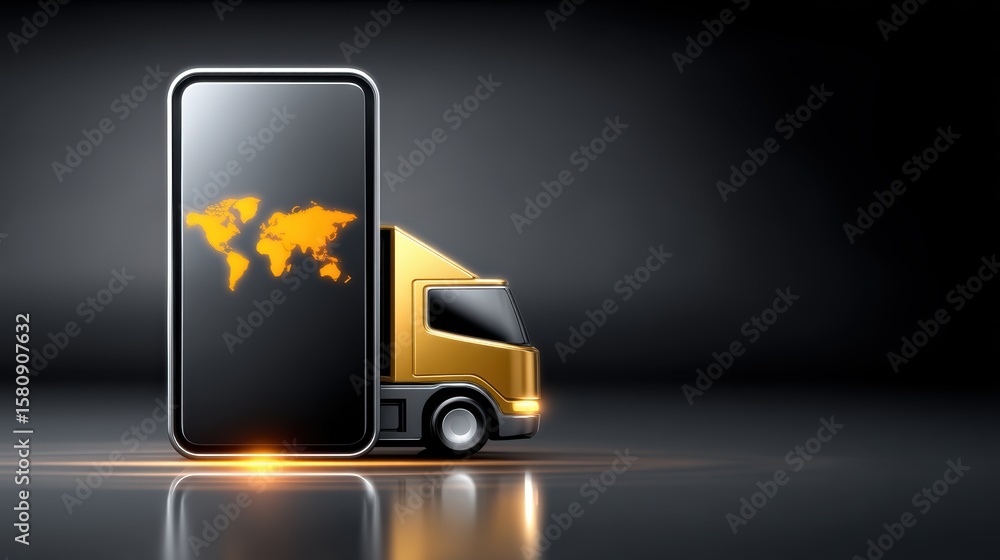 Poster mobile phone displaying world map, exploring global communication and connectivity