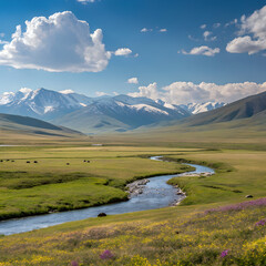 mountain landscape with lake