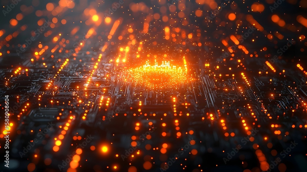 Poster quantum powered industrial megacity with a dynamic interconnected network