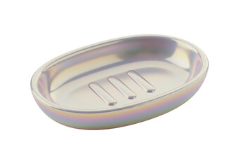 Isolated Iridescent Soap Dish with Drainage Slits