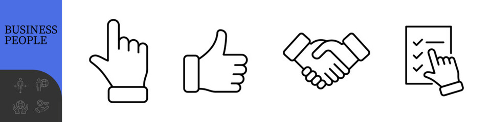 Business People Line Editable Icons set. Vector illustration in modern thin line style of business related icons: research, meeting, business communication, male and female avatars, team structure