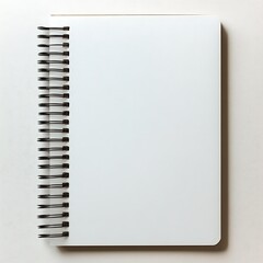 Top View of a Blank Spiral Notebook with Clean White Pages on a Minimalist Light Background &ndash; Ideal for Design, Writing, and Creative Mockups