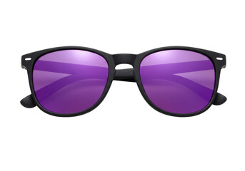Isolated Black Frame Sunglasses with Purple Lenses