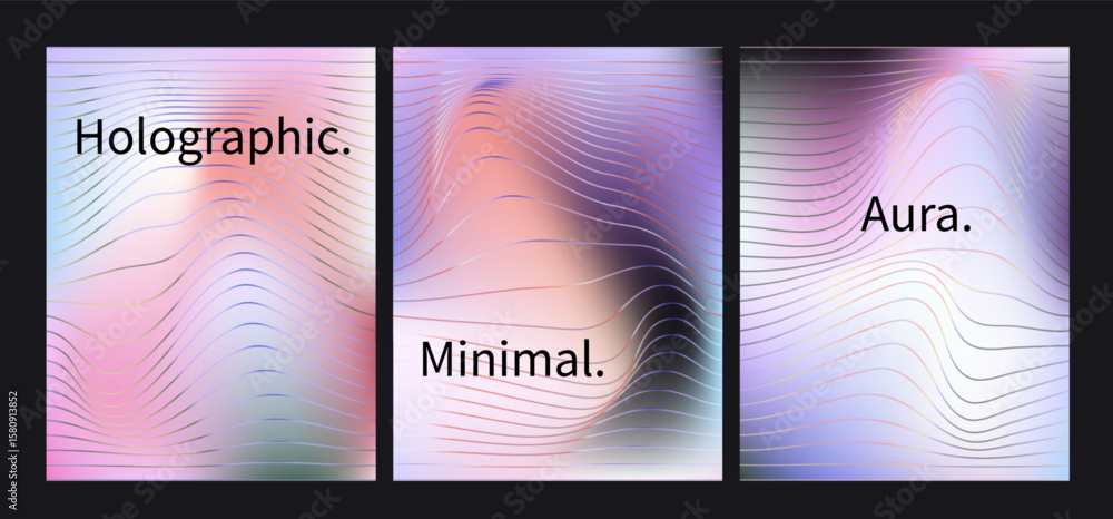 Poster vector illustration features a minimalist abstract design with wavy, flowing lines creating a 3d eff