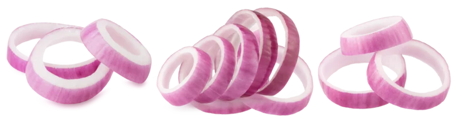 Gardinen collection of red onion slices isolated on white background © Iurii Kachkovskyi