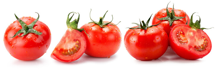 collection of tomatoes isolated on white background