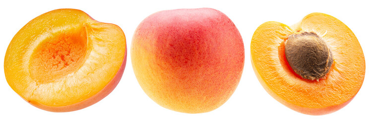 collection of apricots isolated on white background