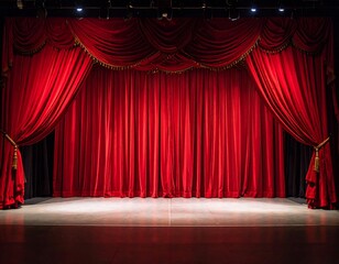 Red stage curtains