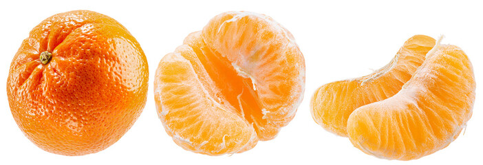 collection of tangerines isolated on white background