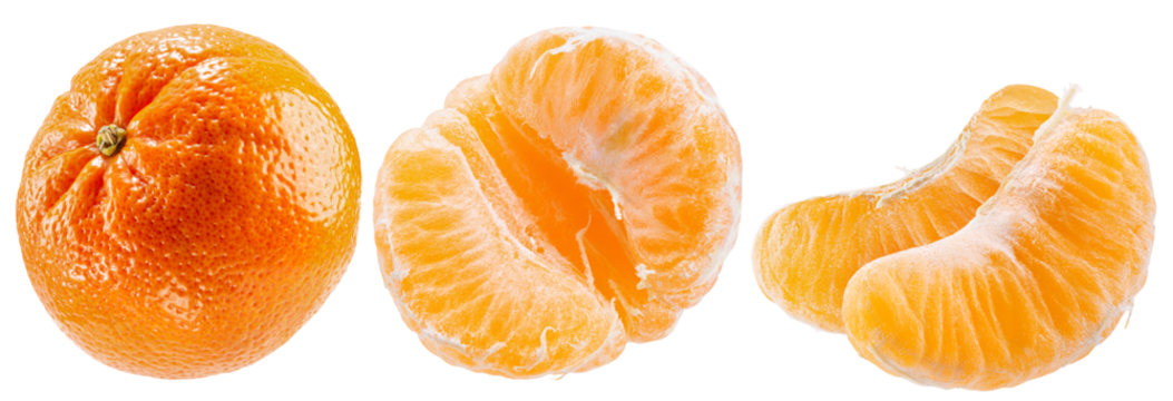 collection of tangerines isolated on white background