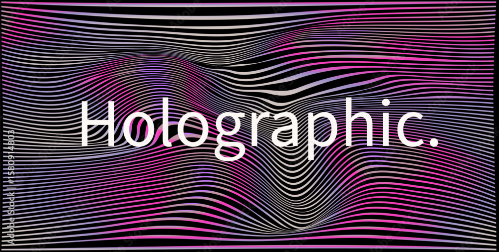 Poster abstract vector illustration in op-art style with a focus on wavy horizontal lines and a distorted, 
