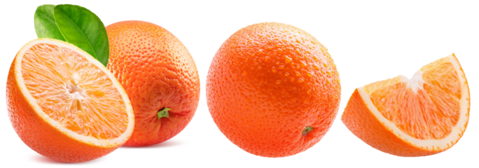 collection of oranges isolated on white background