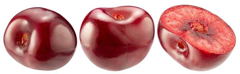 collection of single sweet cherry  isolated on white background