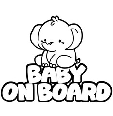 cute baby on board sticker elephant