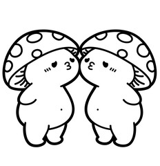 cute mushroom couple kissing - layered cut file - valentine clip art