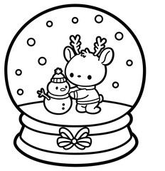 cute reindeer in a snowglobe - layered cut file - christmas clip art
