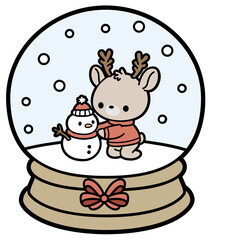cute reindeer in a snowglobe - layered cut file - christmas clip art