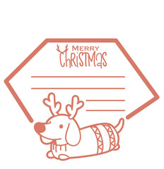 cute merry christmas cart with dachshund - layered cut file - winter clip art