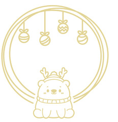 Minimal Gold Ornament Frame — Elegant Christmas Border Clipart