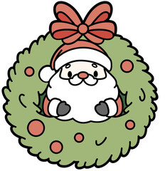 cute santa claus in a christmas garland - layered cut file - winter clipart