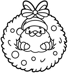 cute santa claus in a christmas garland - layered cut file - winter clipart