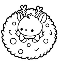cute christmas reindeer in a garland - layered cut file -