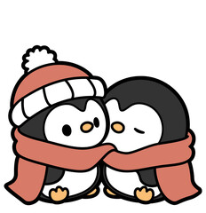 cute penguin couple - layered cut file - winter clip art