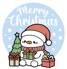Snowman Merry Christmas Circle Badge