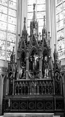 Close up of  the golden altar of the historic church in Roubaix, France