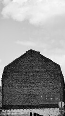 Old brick building and cobblestone street
