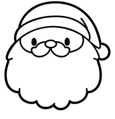 Kawaii Santa Face Christmas Coloring Page — Cute Holiday Line Art Illustration