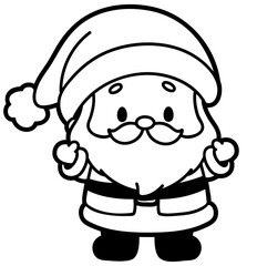 Kawaii Santa Claus Christmas Coloring Page — Cute Holiday Line Art for Kids