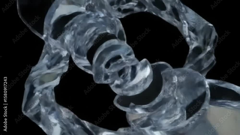 Aufkleber animation of abstract 3d shapes smoothly transforming in space on black background