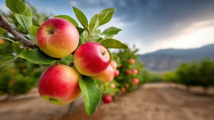 Fototapeta premium Apple Orchard. Fresh Fruit. Harvest Season. - food nature